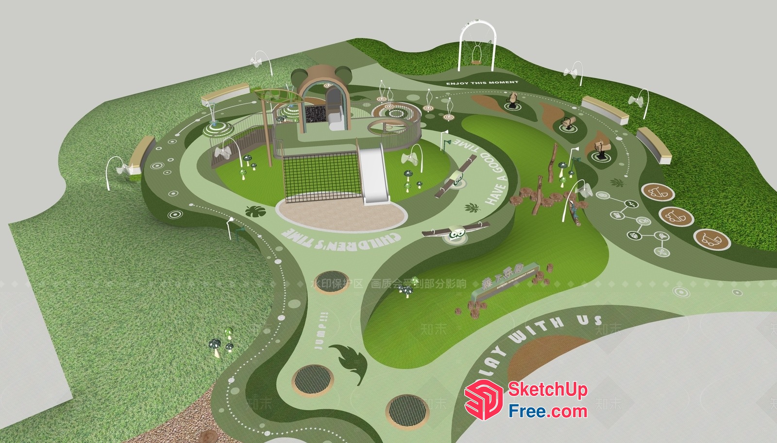 Serene Green Oasis Playground 3D SketchUp File