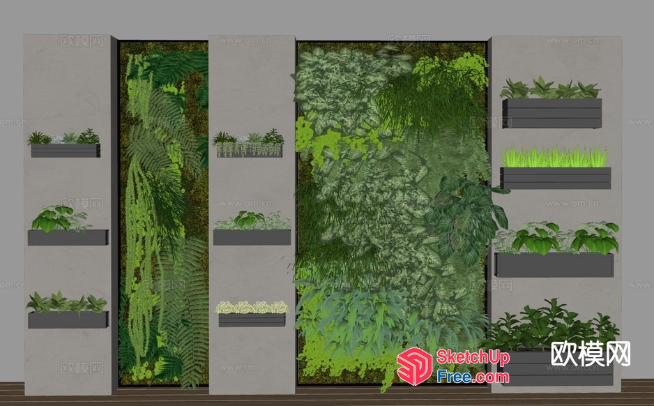 Modern Green Wall Design 3D SketchUp File