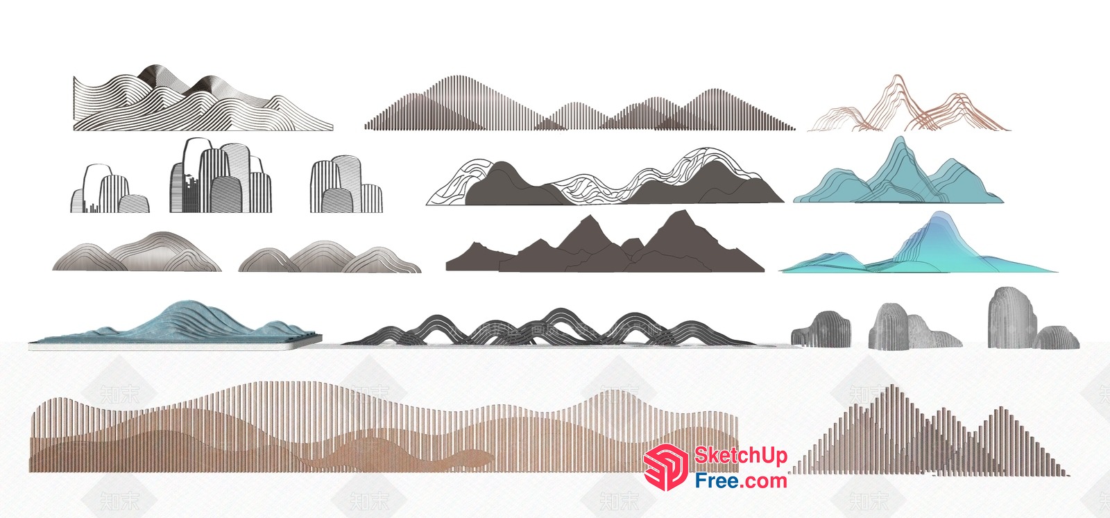 Abstract Mountain Ranges 3D SketchUp File