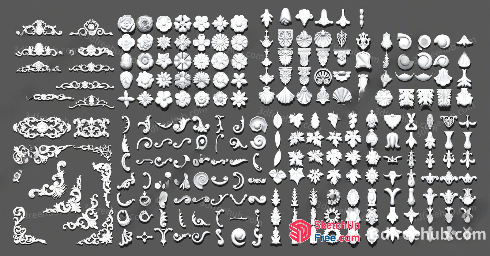 Ornate Decorative Elements For Architectural Accents 3D SketchUp File