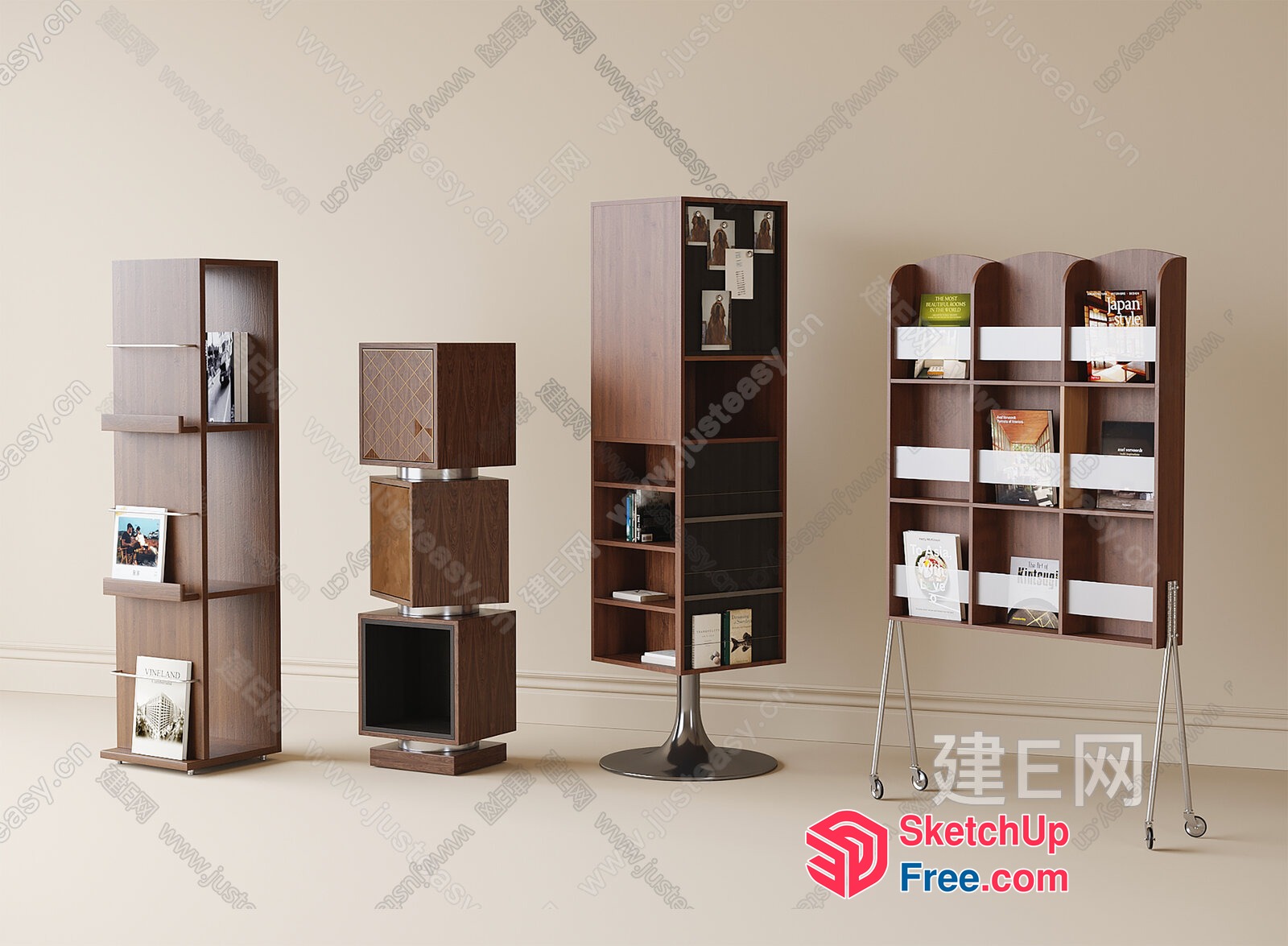 Modern Shelving Units For Displaying Books And Decorations 3D SketchUp File