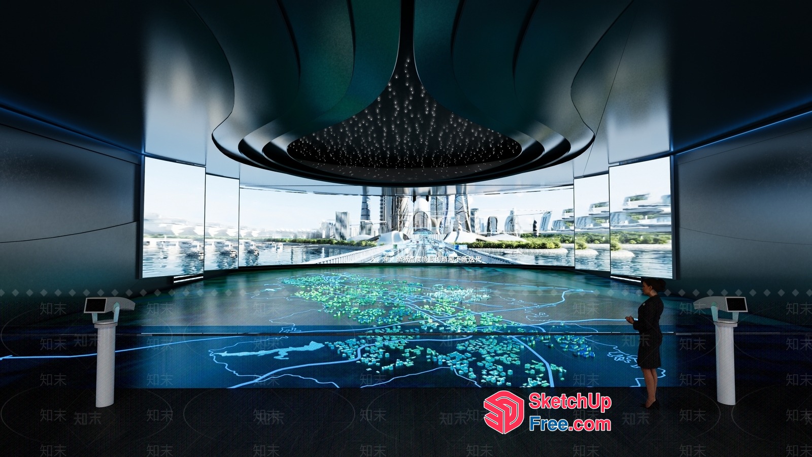 Futuristic High-Tech Room With Immersive Visual Experience 3D SketchUp File