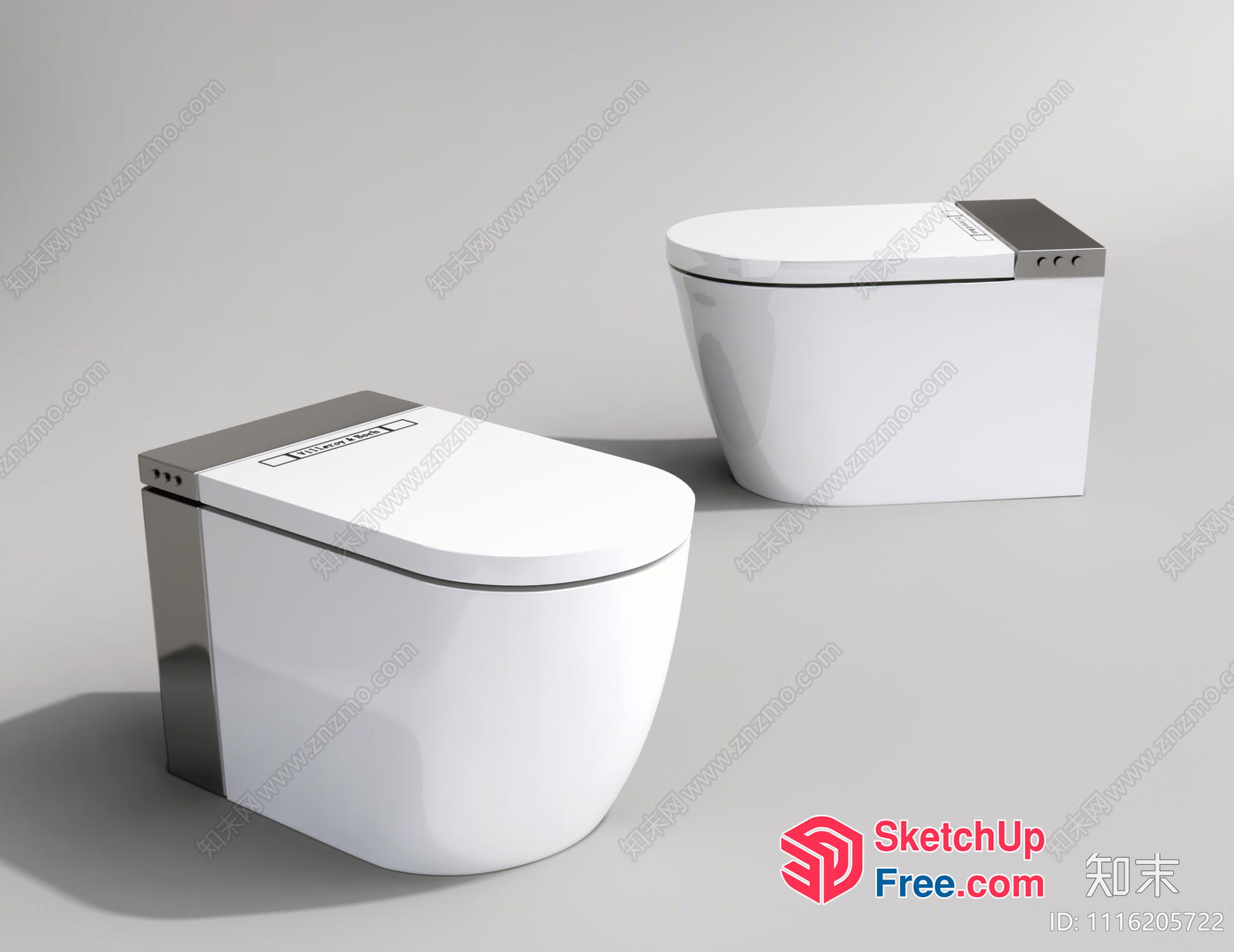 Modern Toilet Design With Sleek White And Silver Accents 3D SketchUp File