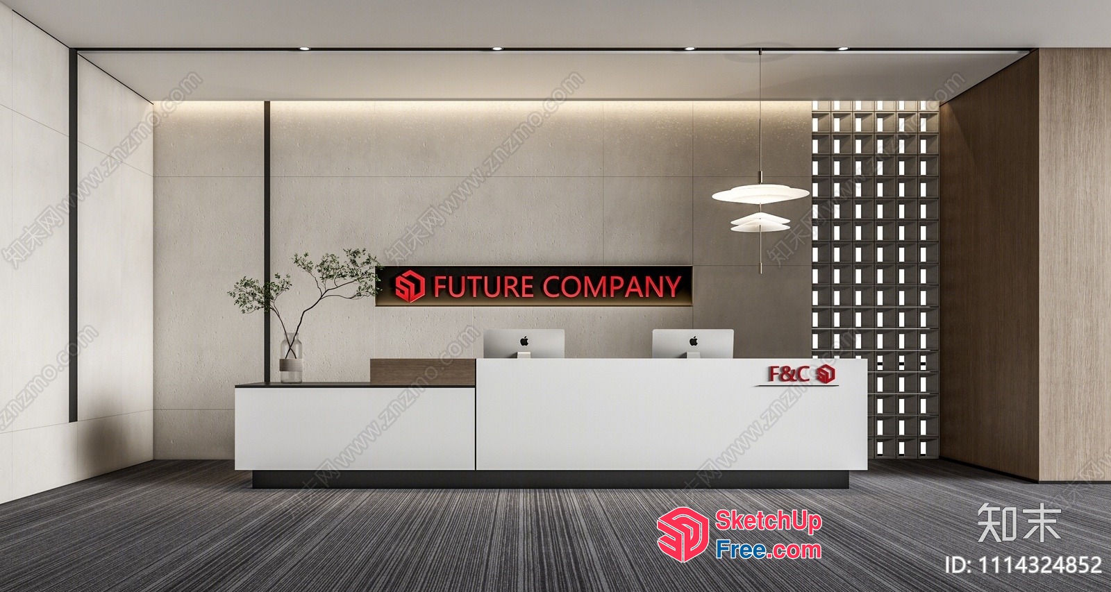 Futuristic Office Reception Area 3D SketchUp File