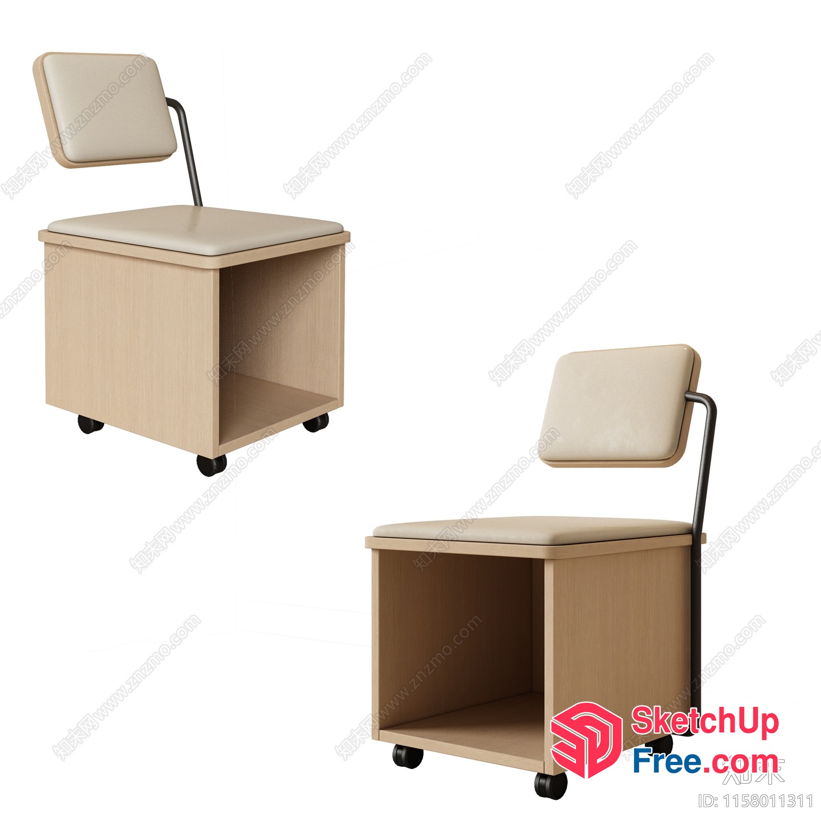 Modern Minimalist Office Chair With Storage And Wheels 3D SketchUp File