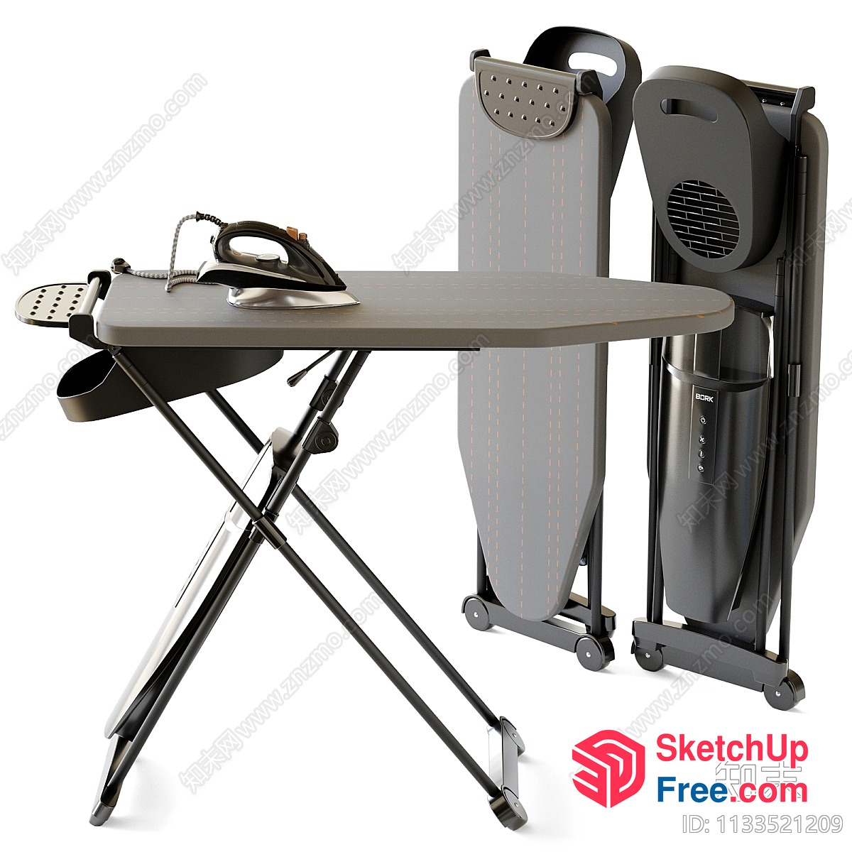 Modern Ironing Station With Ironing Board And Iron 3D SketchUp File