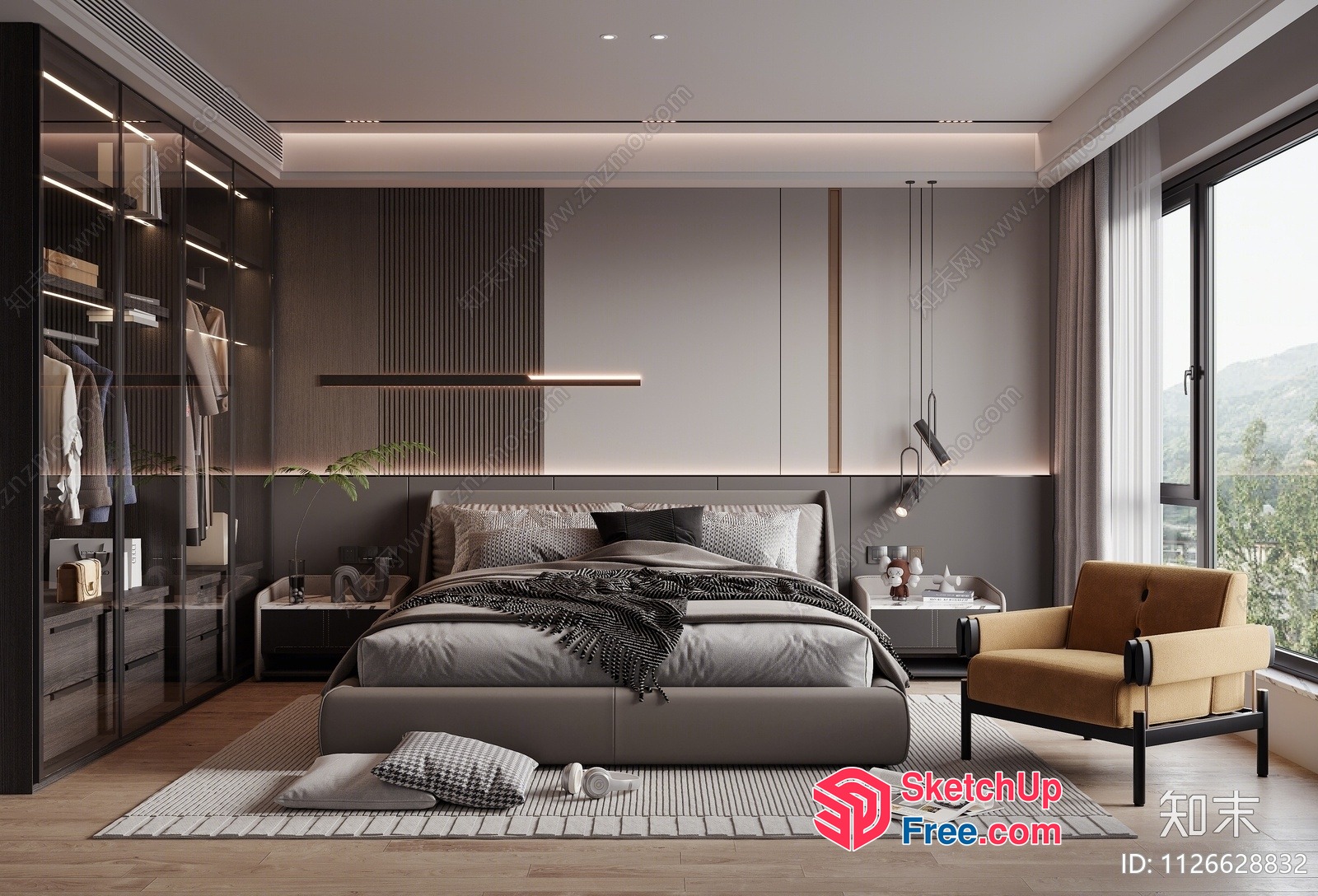 Modern Minimalist Bedroom With Sleek Furniture And Natural Light 3D SketchUp File