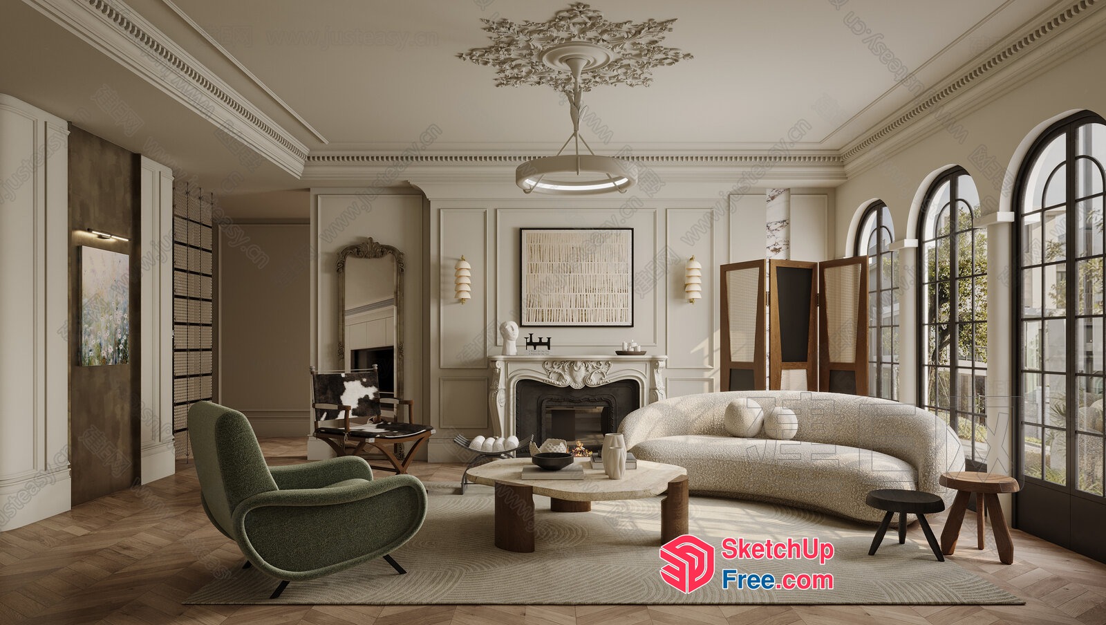 Elegant And Sophisticated Modern Living Room Interior 3D SketchUp File