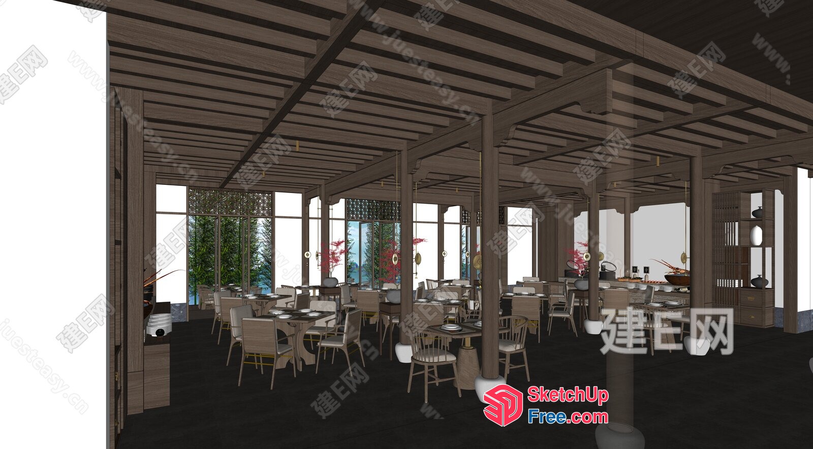 Spacious Dining Room With Natural Light 3D SketchUp File