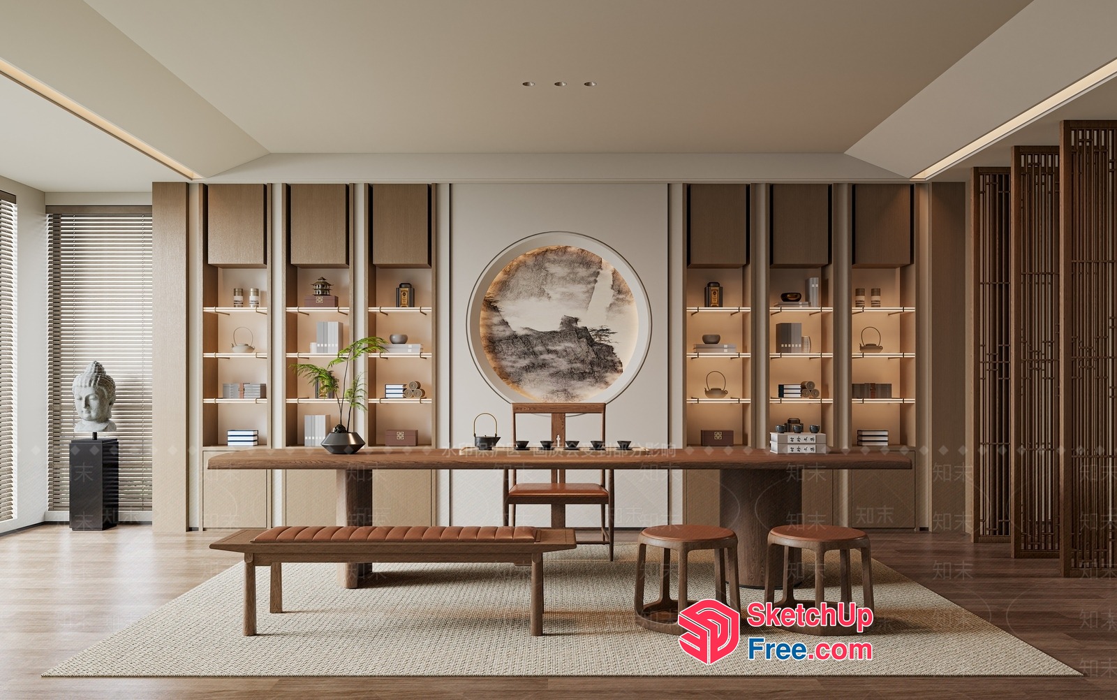 Elegant Asian-Inspired Dining Room 3D SketchUp File