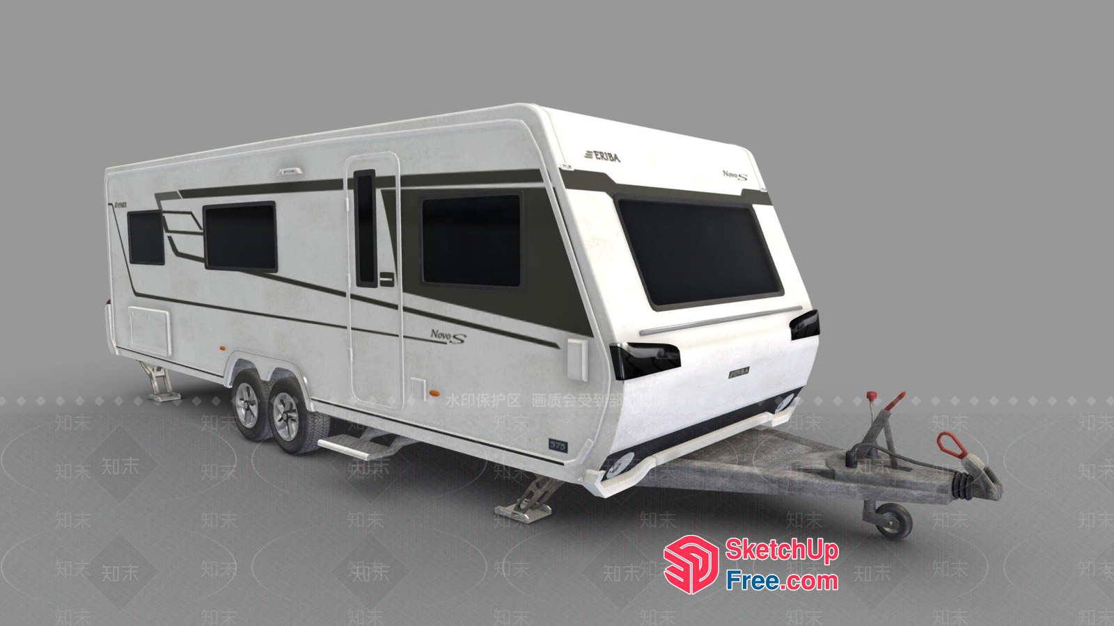White And Gray Caravan With Black Accents 3D SketchUp File