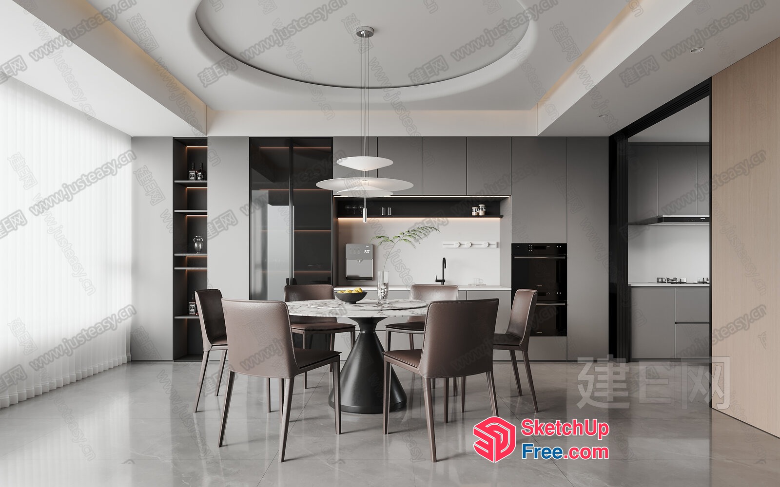 Modern Minimalist Dining Room Interior 3D SketchUp File