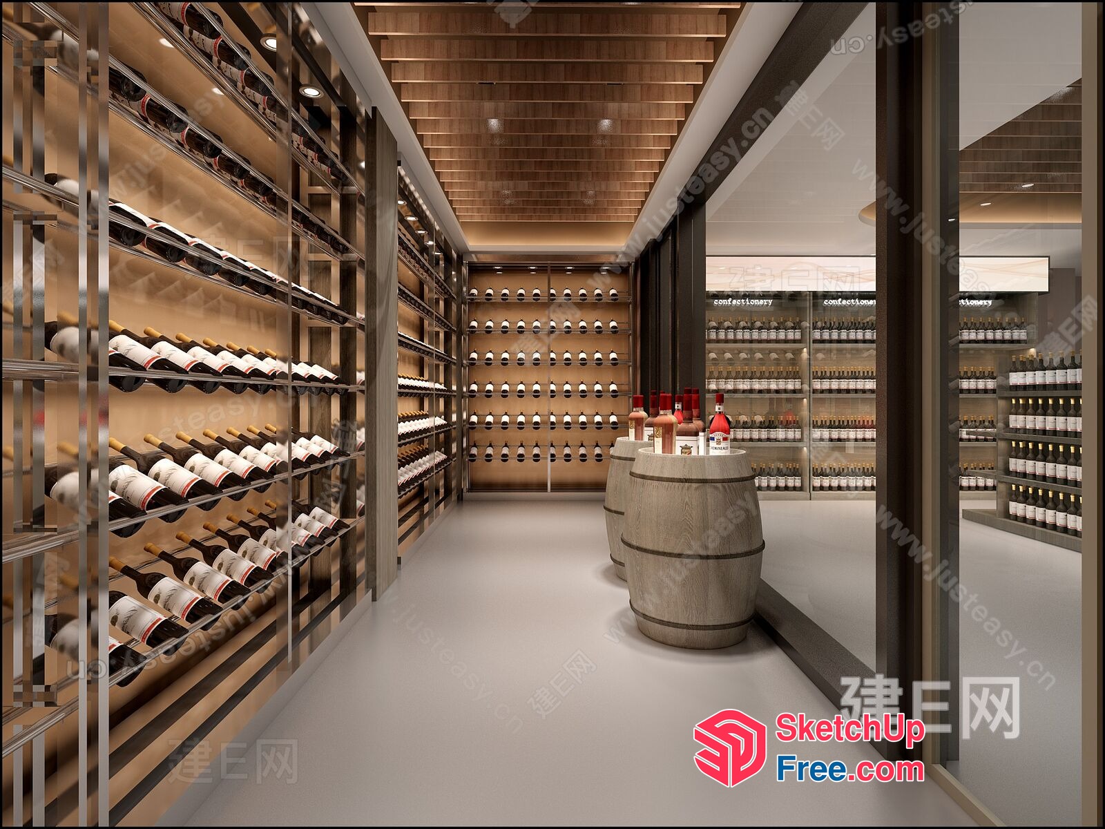 Modern Wine Cellar Interior With Elegant Display 3D SketchUp File