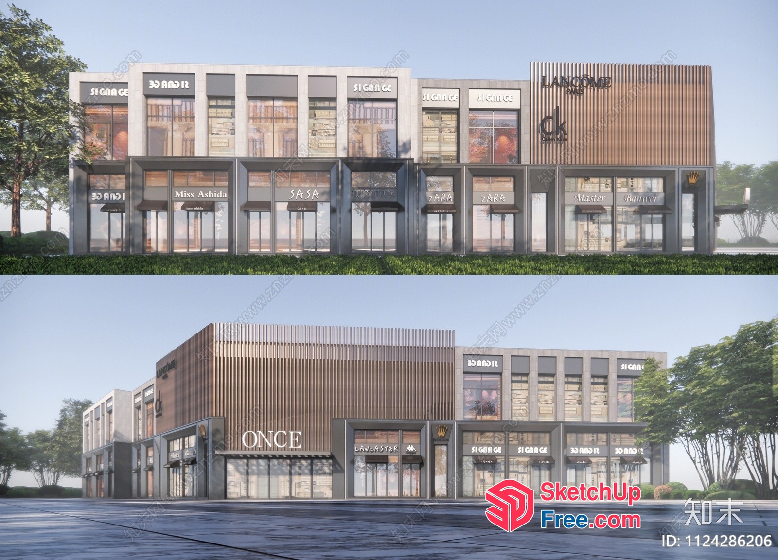 Modern Commercial Street Exterior 3D SketchUp File