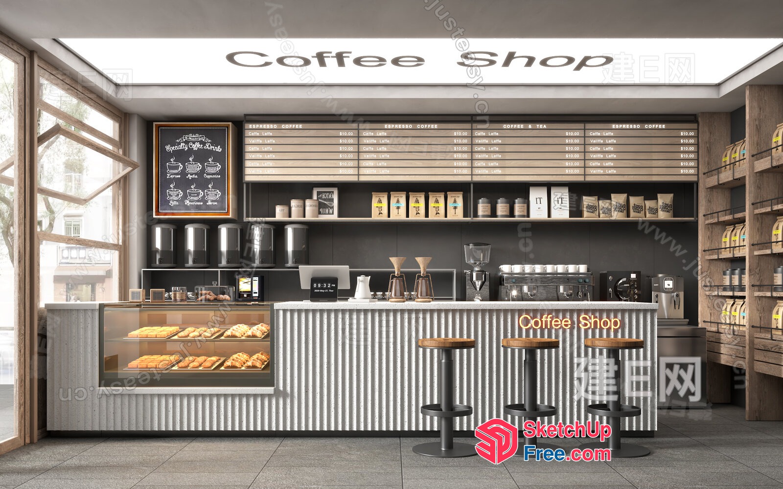 Modern Coffee Shop Interior 3D SketchUp File