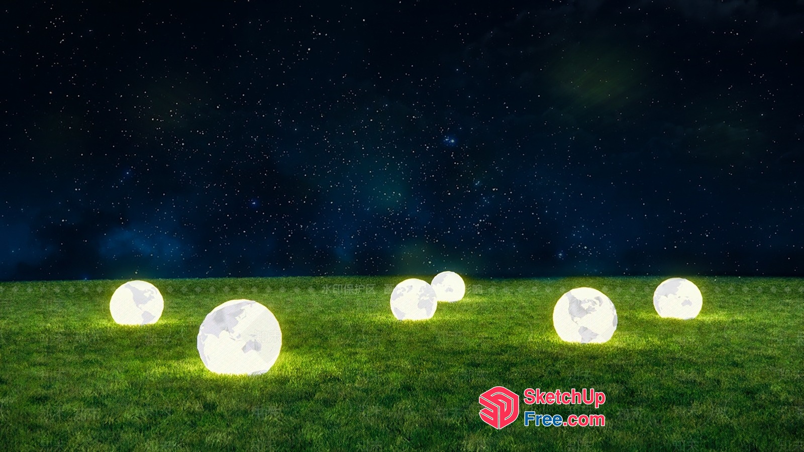 Glowing Globes On A Starry Field 3D SketchUp File