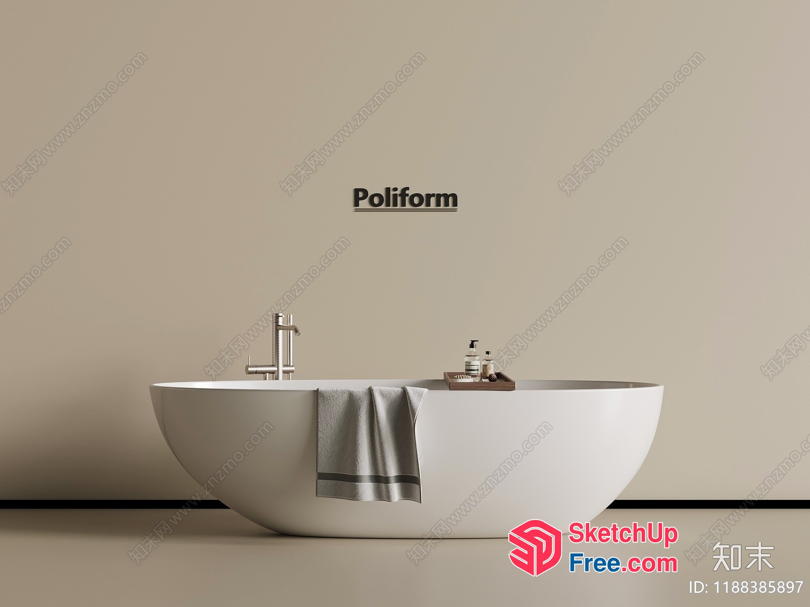 Simple Yet Elegant Bathroom Setup With A White Bathtub 3D SketchUp File