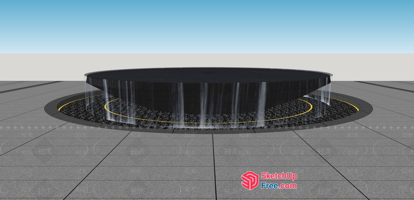 Circular Black Water Feature 3D SketchUp File