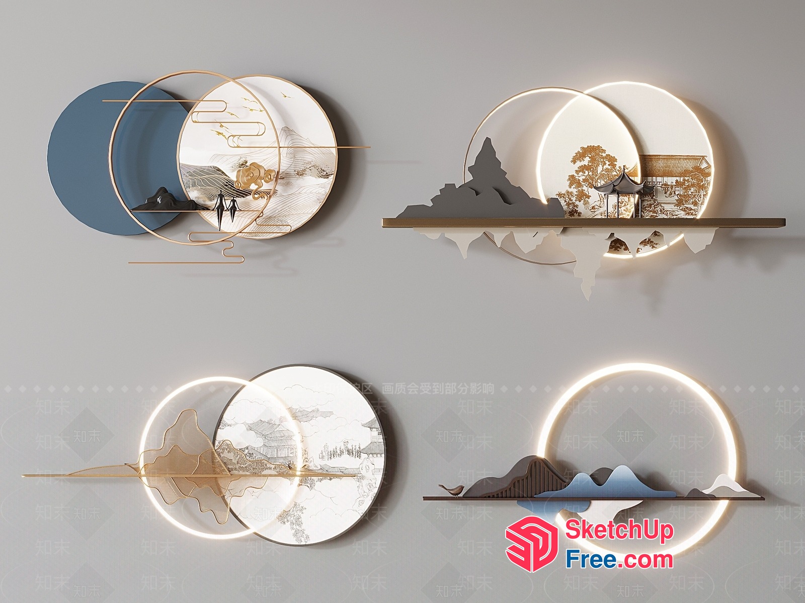 Asian-Inspired Wall Decorations 3D SketchUp File