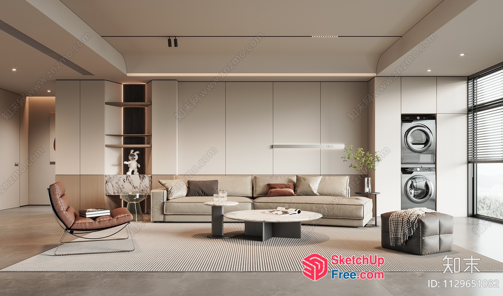 Modern Minimalist Living Room With Sleek Furniture And Natural Light 3D SketchUp File