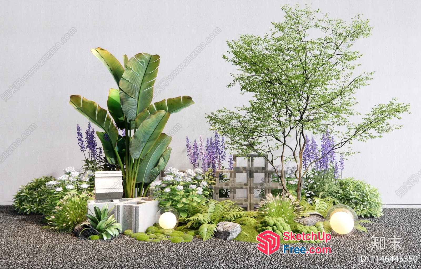 Tropical Garden With Modern Decor And Water Features 3D SketchUp File