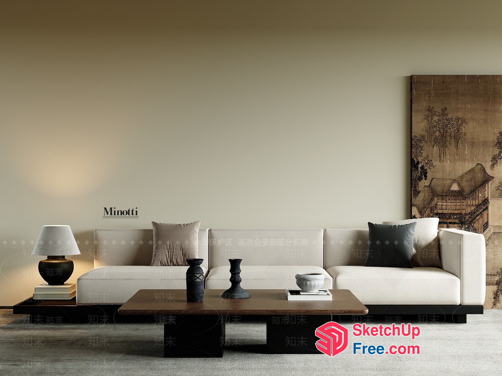 Modern Minotti Style Living Room Furniture 3D SketchUp File