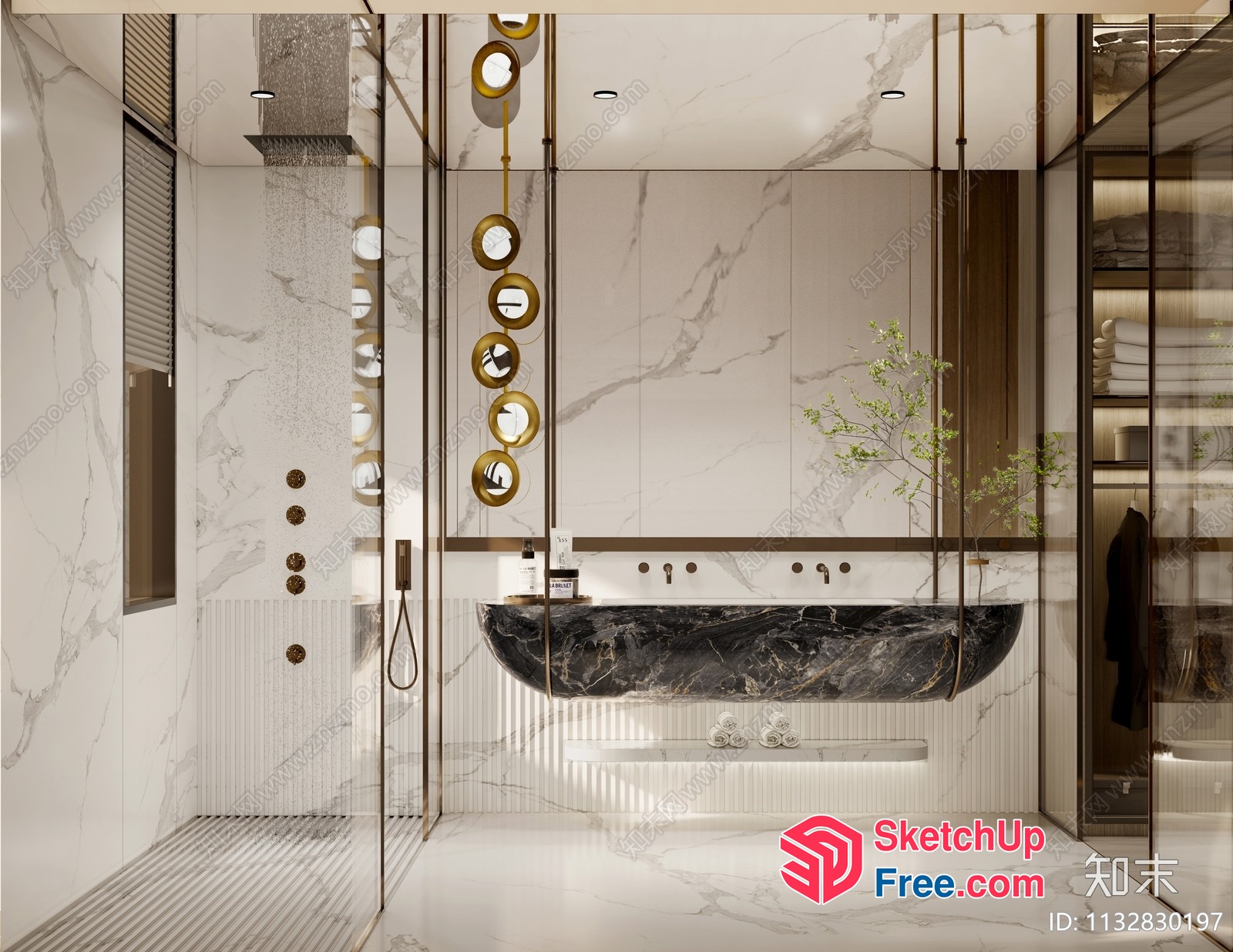 Luxurious Modern Bathroom Interior 3D SketchUp File