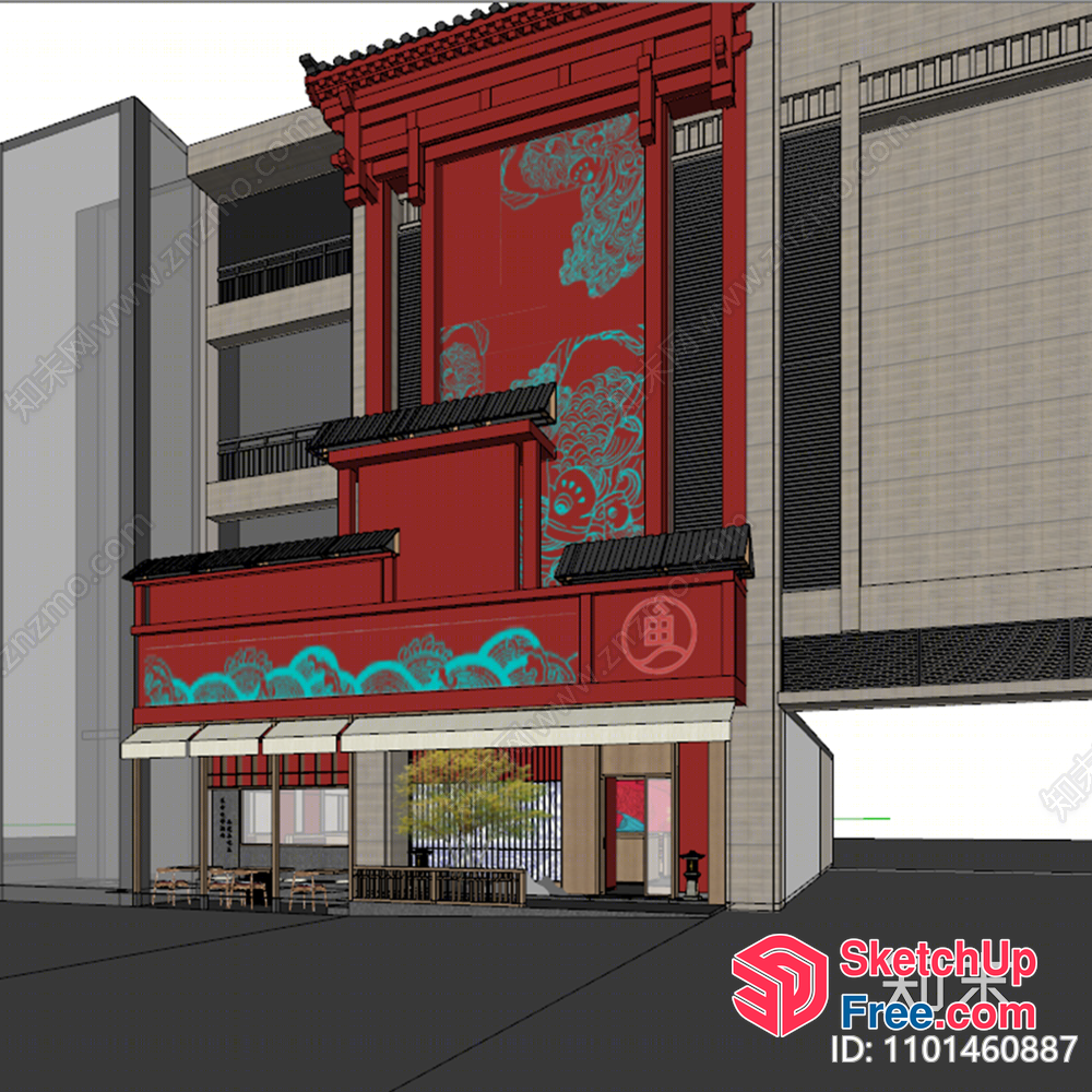 Traditional Chinese Restaurant Exterior 3D SketchUp File