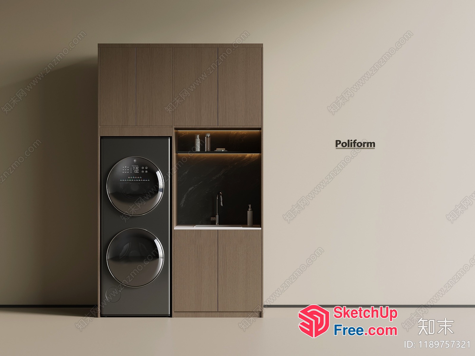 Modern Kitchen Design With Poliform Cabinets And Appliances 3D SketchUp File