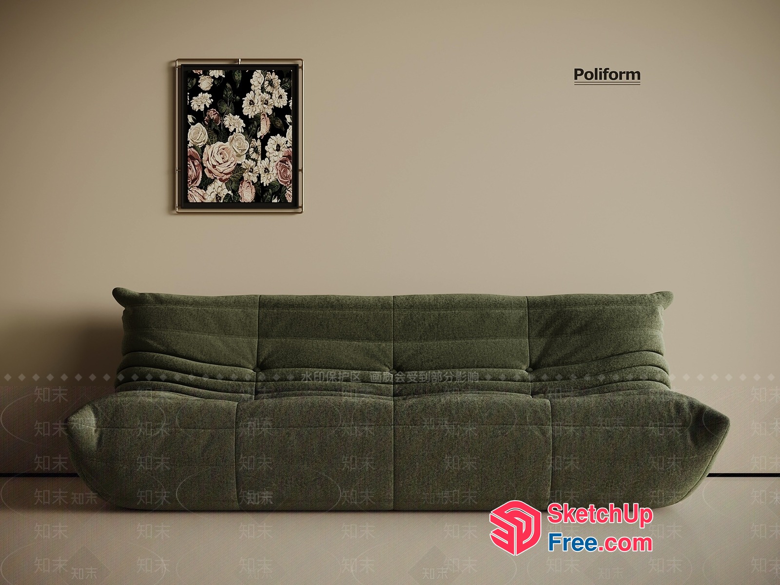 Modern Minimalist Sofa In A Neutral Color Scheme 3D SketchUp File
