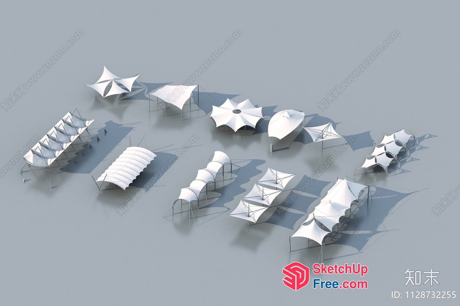 White Canopy Structures 3D SketchUp File