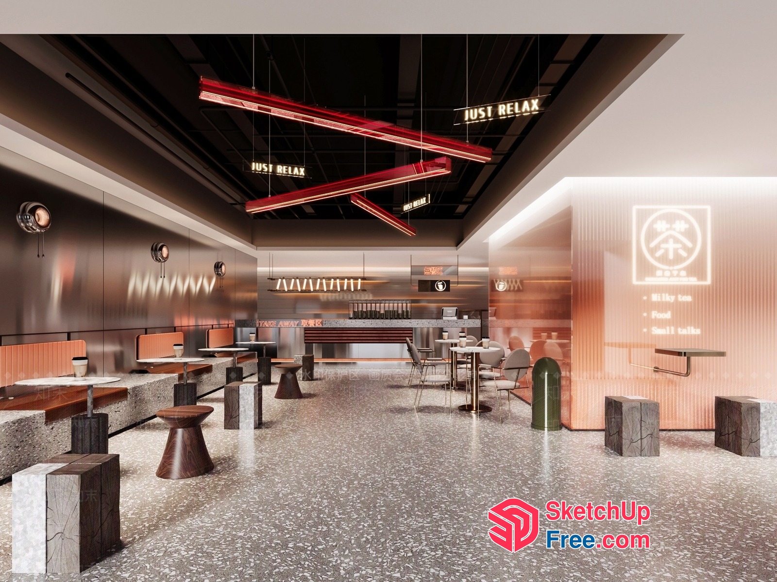 Modern Minimalist Restaurant Interior 3D SketchUp File