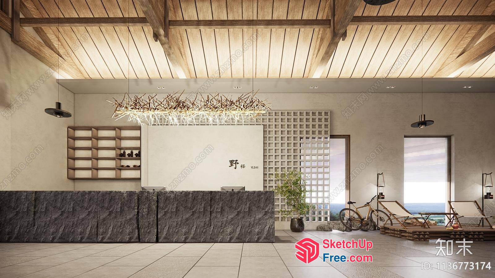 Modern Japanese-Style Homestay Interior 3D SketchUp File