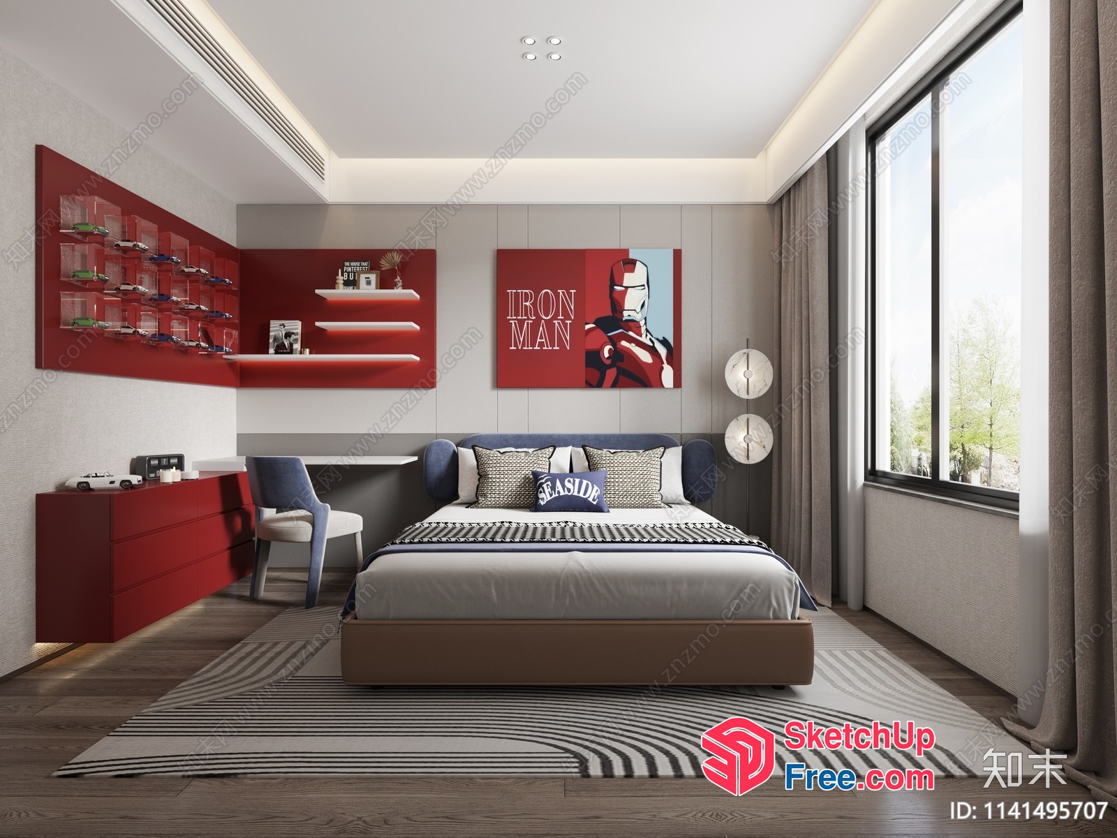 Modern Marvel-Inspired Bedroom With Iron Man Theme 3D SketchUp File