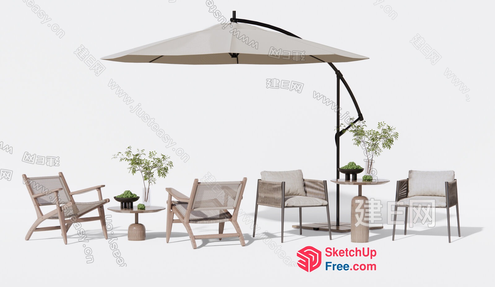 Outdoor Patio Furniture Set With Umbrella 3D SketchUp File