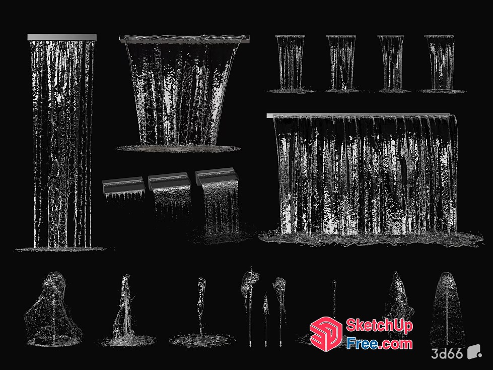 Waterfall Decorative Elements 3D SketchUp File