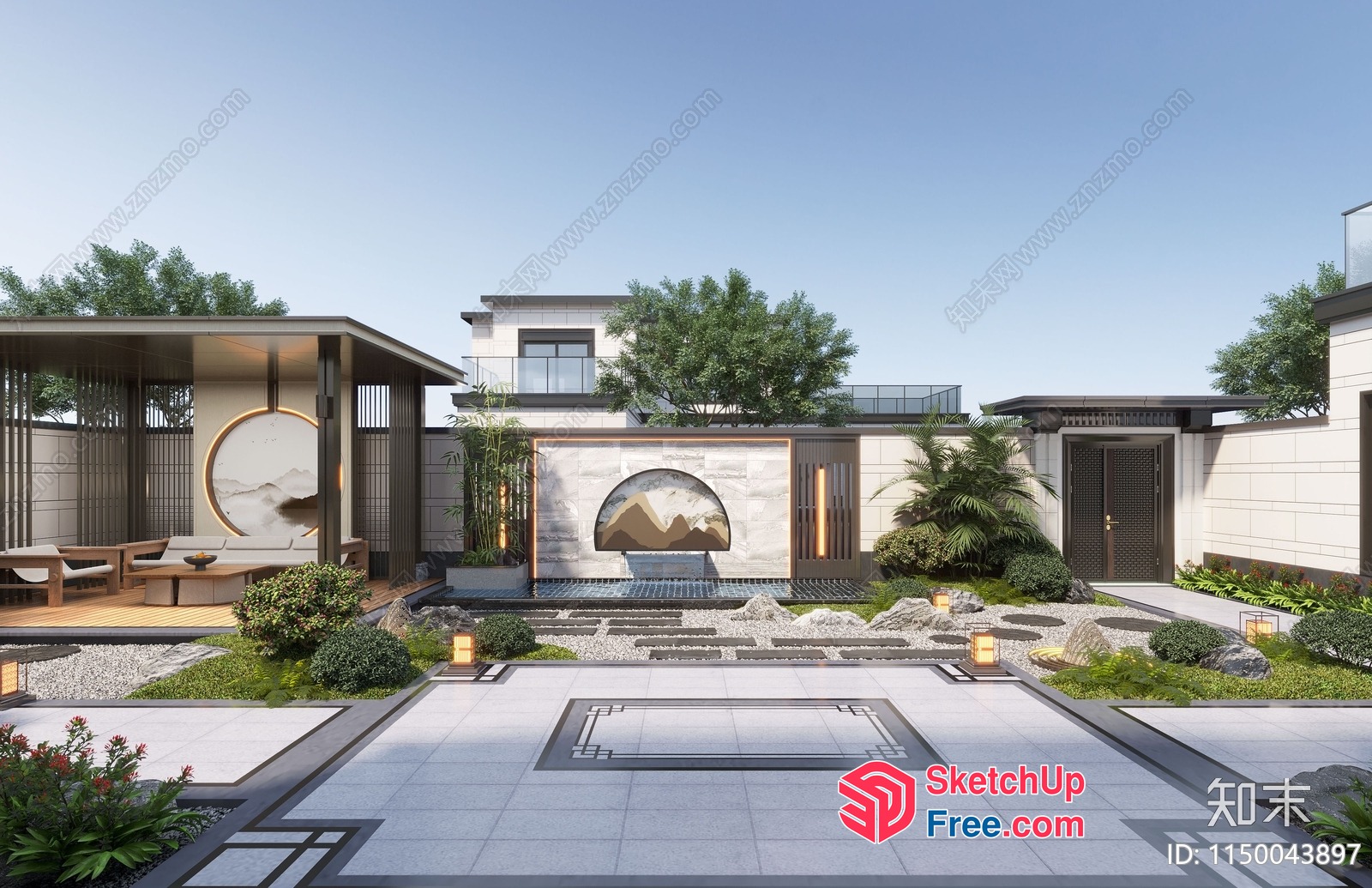 Asian-Inspired Modern Villa With Natural Elements 3D SketchUp File