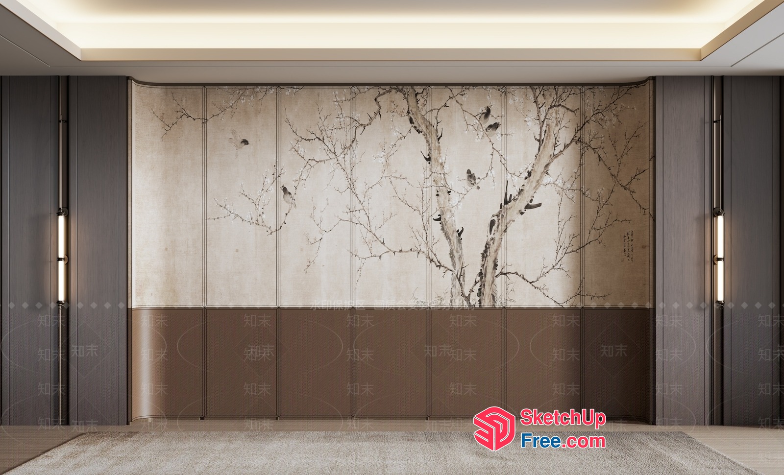 Elegant Japanese-Style Partition Screen 3D SketchUp File
