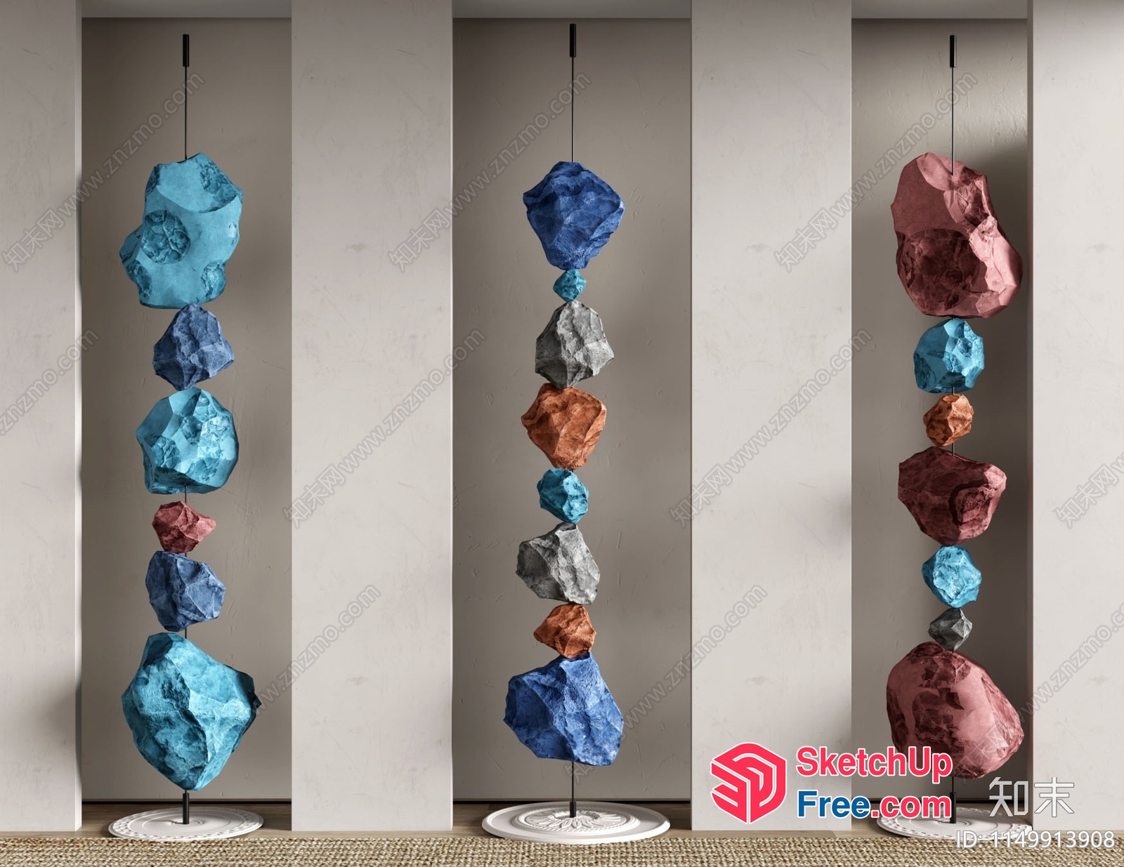 Colorful Rock Formation Pillars 3D SketchUp File