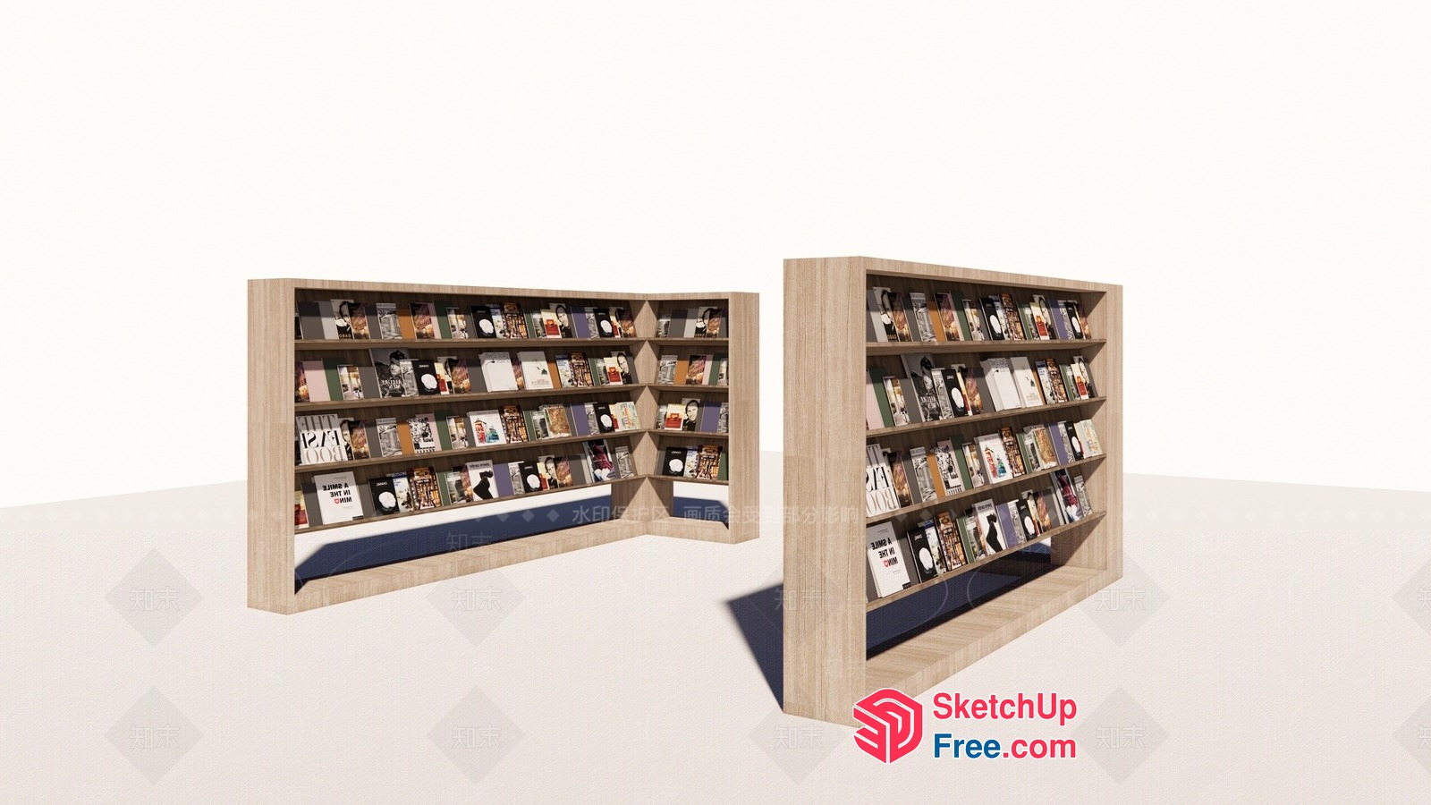 Bookcase With Multiple Shelves And Storage 3D SketchUp File