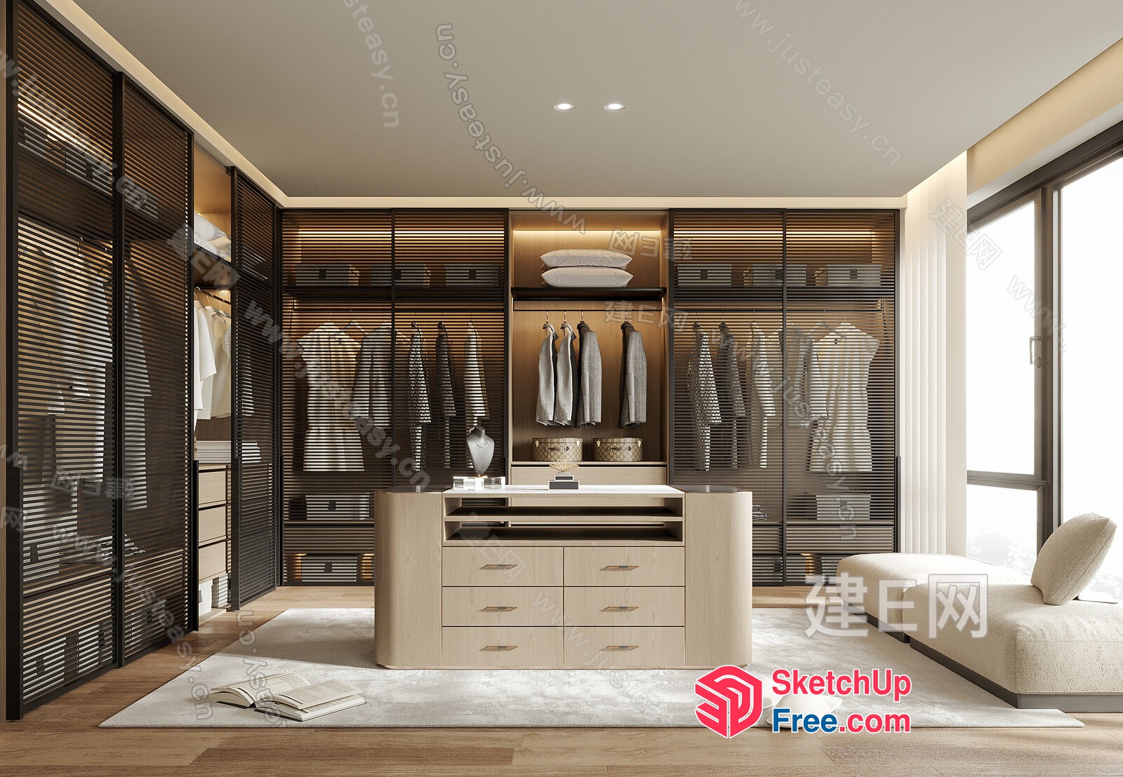 Luxurious Modern Minimalist Fashion Wardrobe 3D SketchUp File