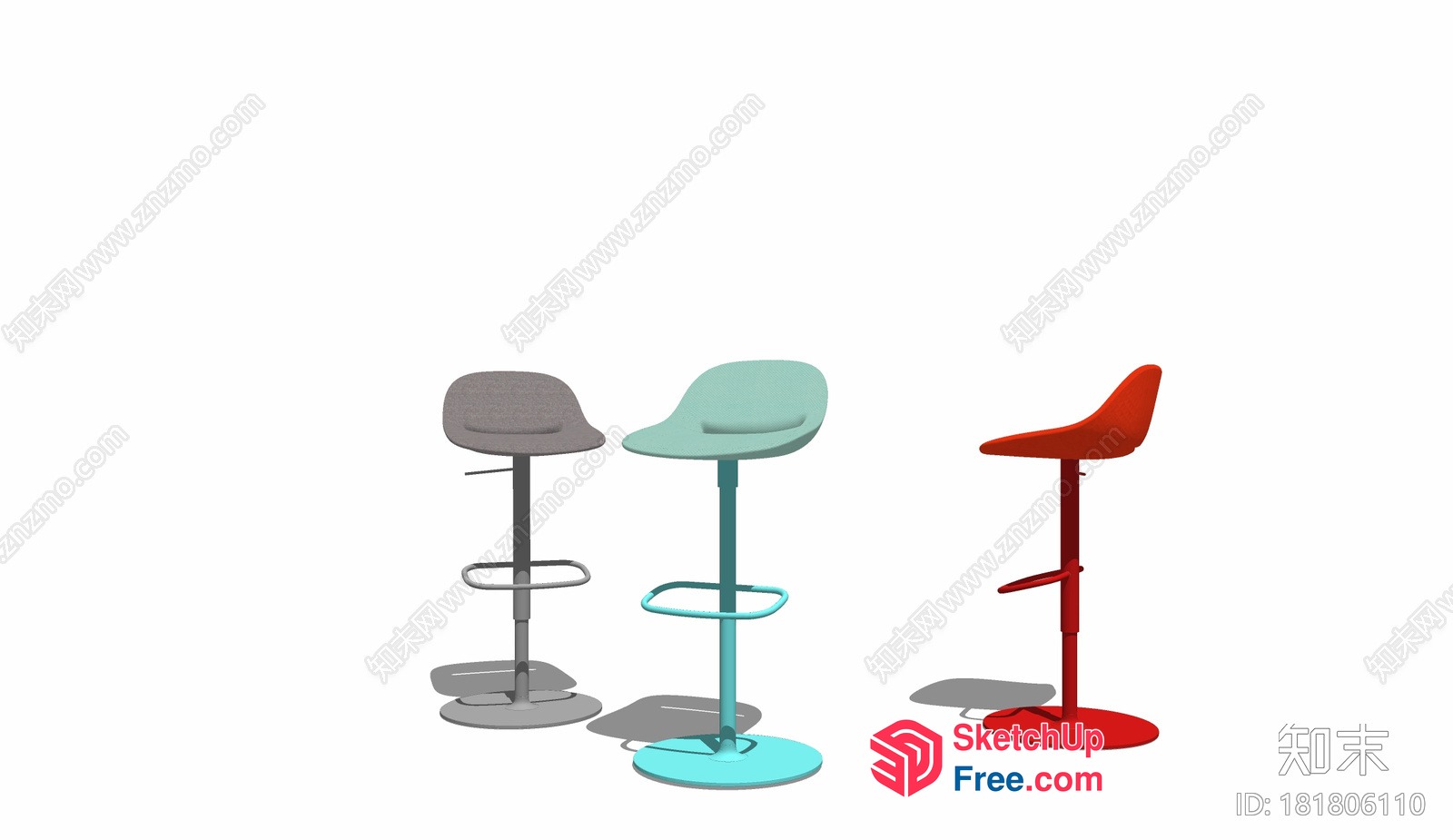 Modern Bar Stools With Adjustable Heights And Colors 3D SketchUp File