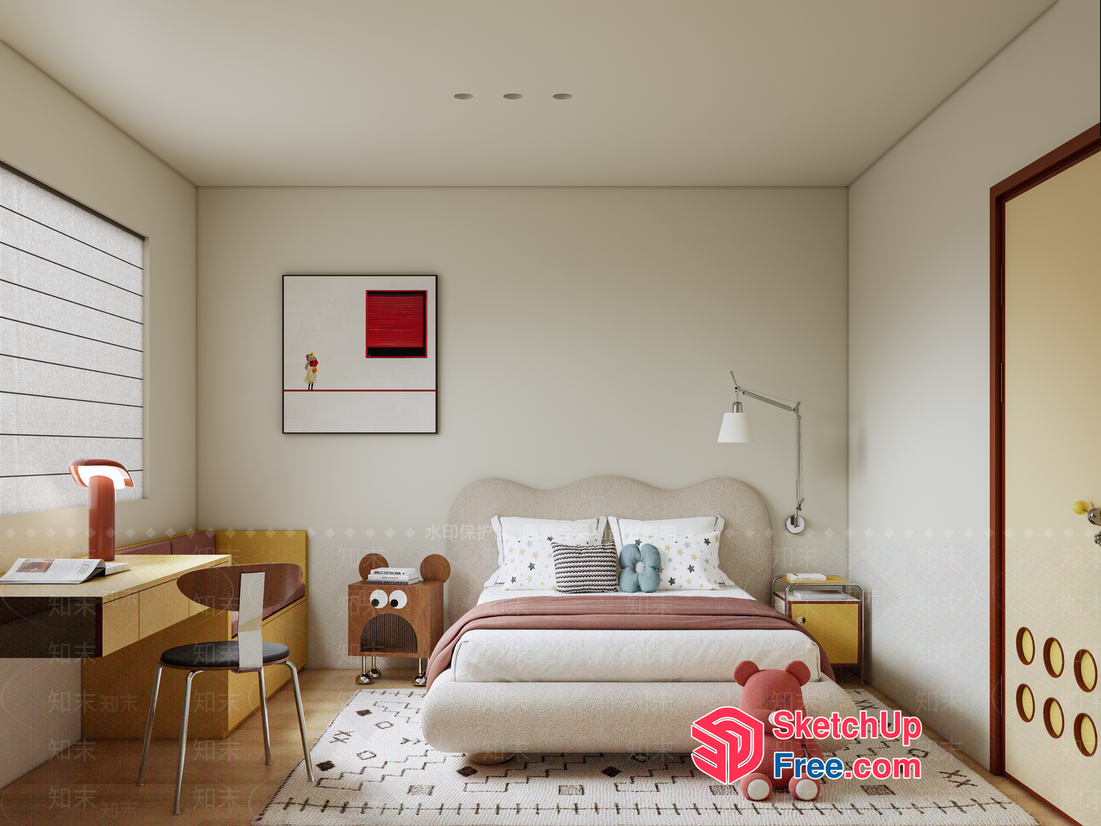 Modern Minimalist Bedroom Interior Design 3D SketchUp File