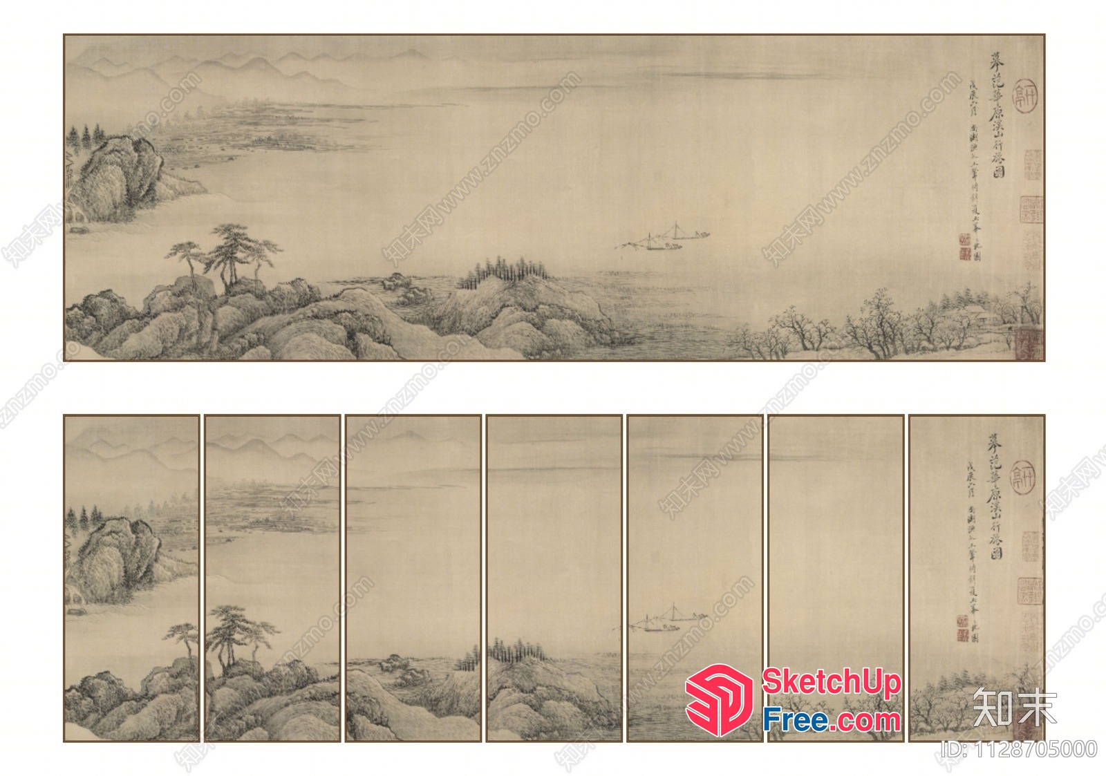 Elegant Chinese Landscape Painting 3D SketchUp File