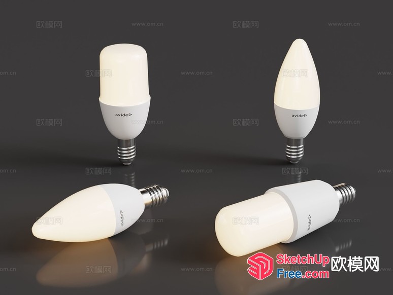 White Led Light Bulbs On Dark Grey Background 3D SketchUp File