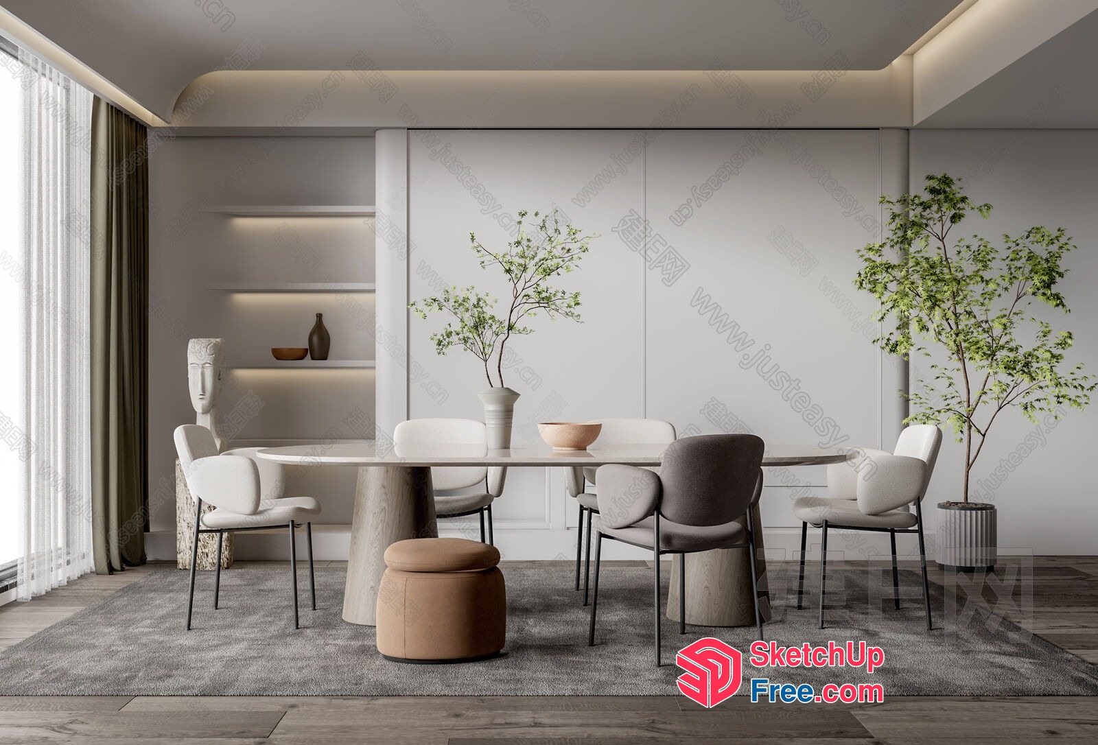 Minimalist Scandinavian Style Dining Room 3D SketchUp File