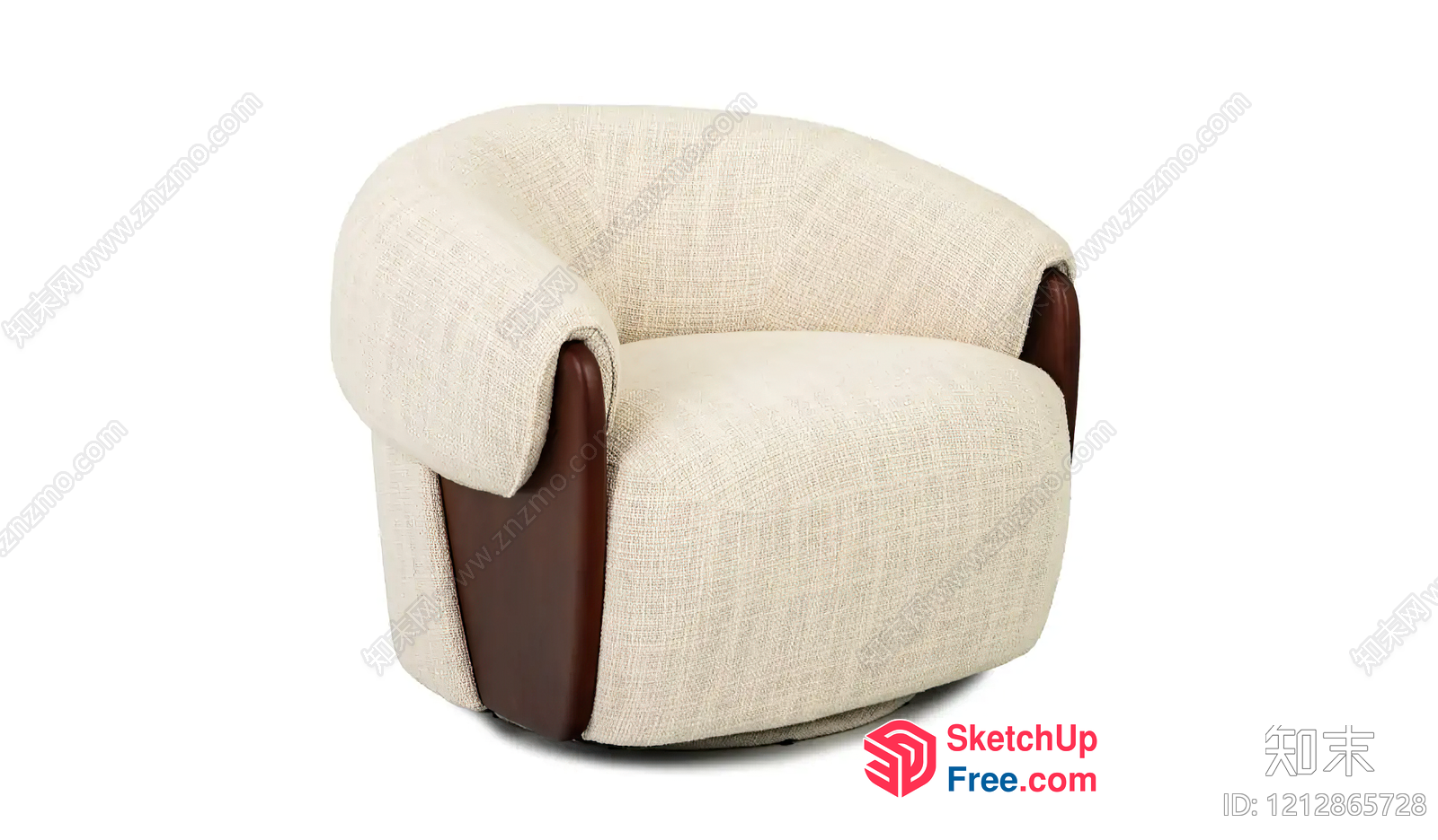 Creamy Style Armchair With Pillar Detailing 3D SketchUp File