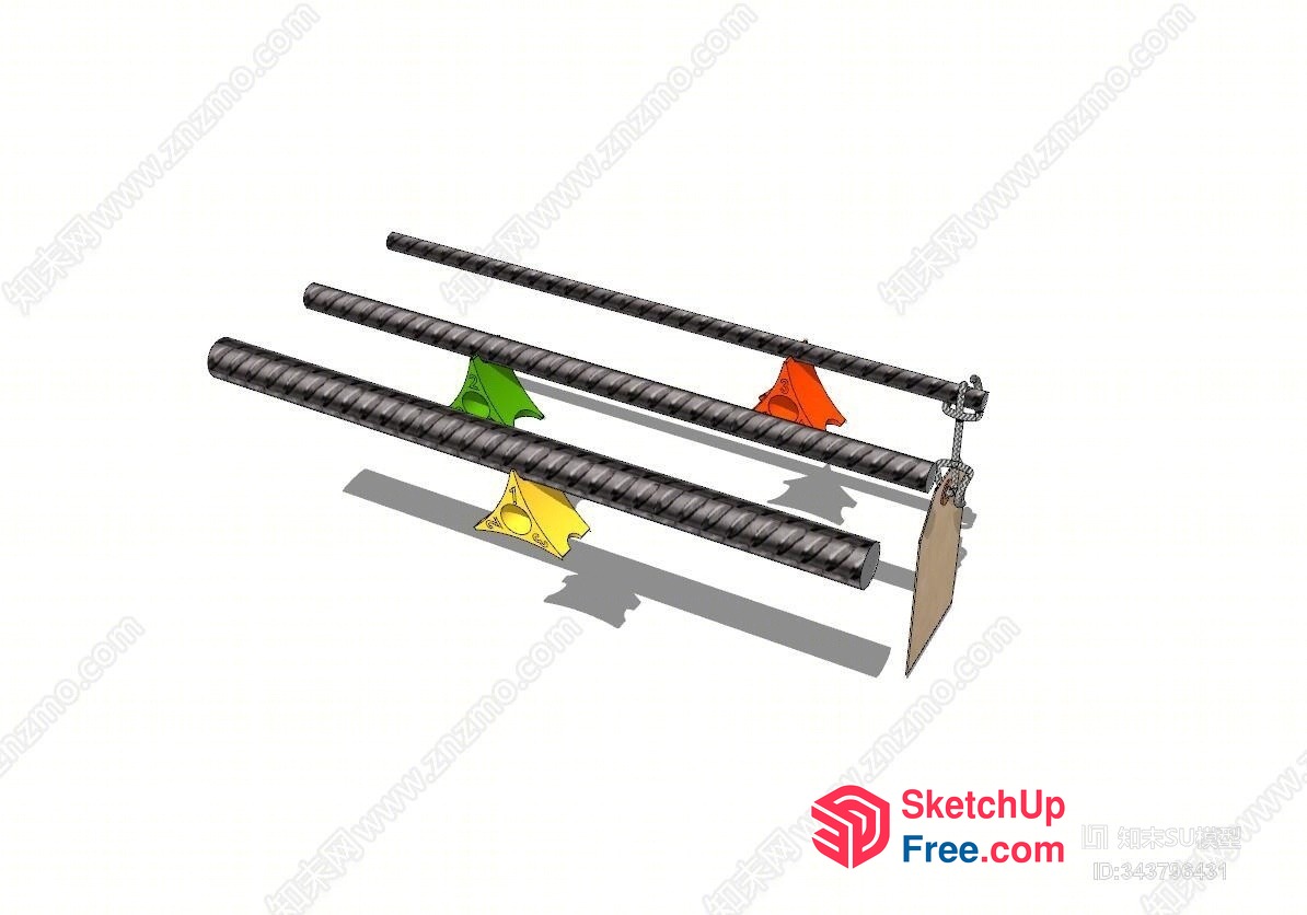 Rebar Railing With Colorful Decorations 3D SketchUp File