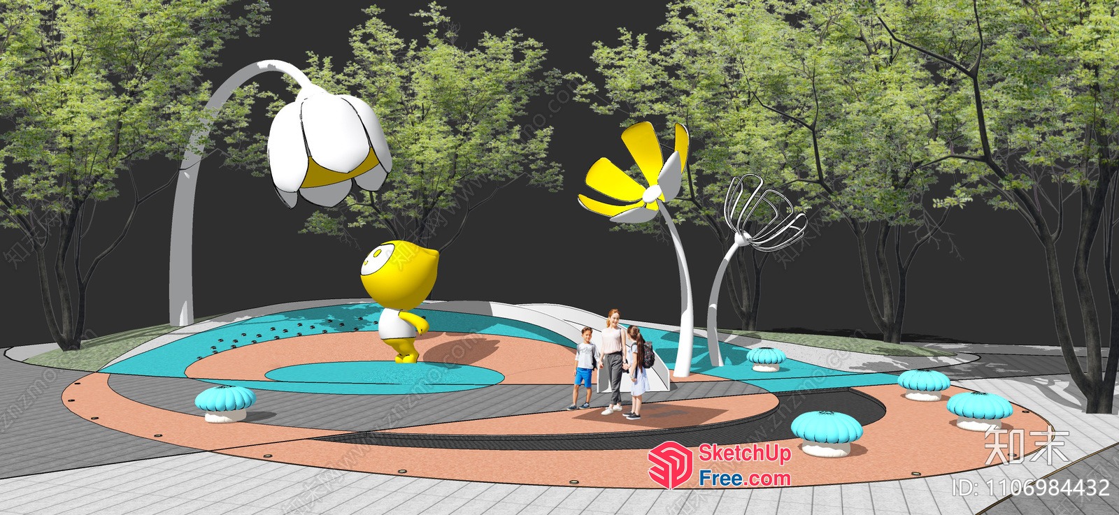 Colorful 3D Cartoon Animal Playground 3D SketchUp File