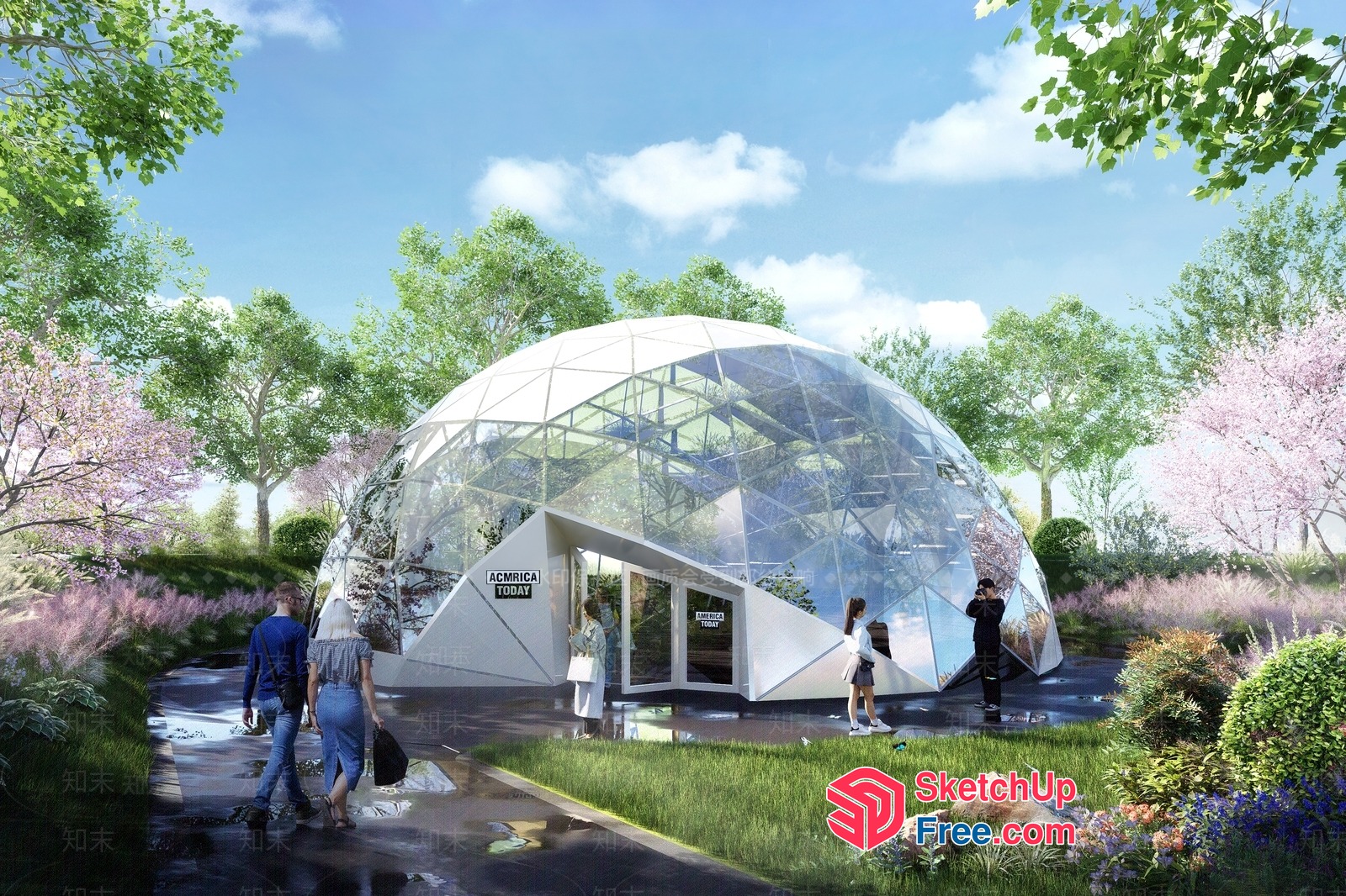 Futuristic Geodesic Dome Structure 3D SketchUp File